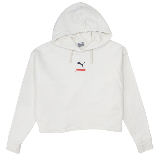 Puma 90s Vintage White Lightweight Pullover Hoodie Women's Small