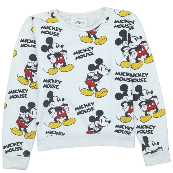 Vintage Disney 90's Mickey Mouse White Crew Neck Sweatshirt Large