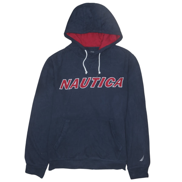 Nautica 90's Spellout Pullover Hoodie Large Navy Blue