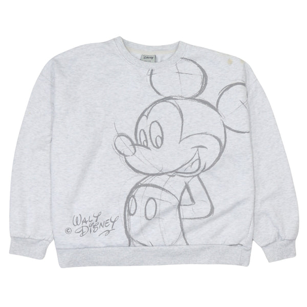 Disney 90's Mickey Mouse Crew Neck Sweatshirt Large Grey