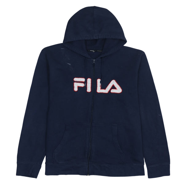 Fila 90's Spellout Pullover Hoodie XLarge Navy Blue