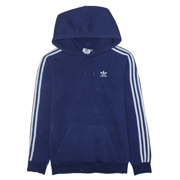 Adidas 90's Striped Sleeve Pullover Hoodie XSmall Navy Blue
