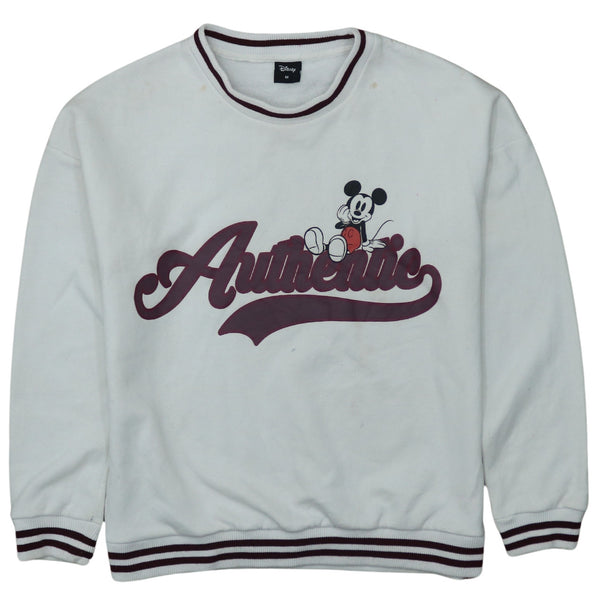 Vintage 90's Disney Mickey Mouse Crew Neck Sweatshirt Medium White