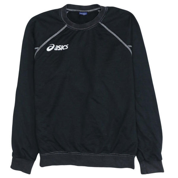 Vintage Aasics 90's Black Medium Lightweight Crewneck Sweatshirt Cotton