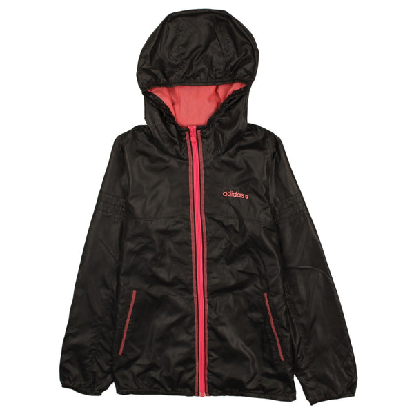 Adidas 90's Black Hooded Full Zip Windbreaker Jacket XSmall Vintage