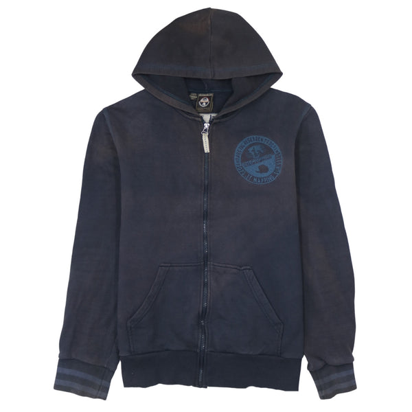 Vintage 90's Napapijri Navy Blue Full Zip Hoodie XXLarge (2XL) with Drawstring Pockets