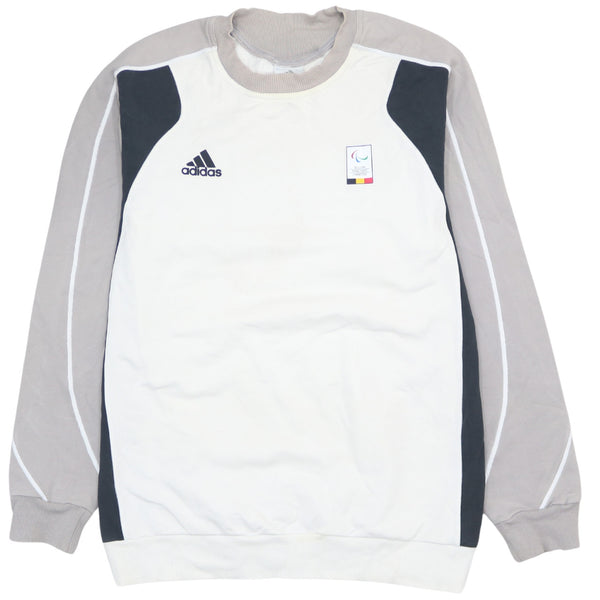 Adidas Vintage 90's White Heavyweight Crew Neck Sweatshirt Large