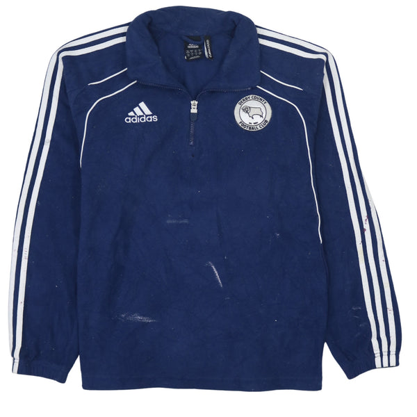 Adidas 90's Navy Blue Striped Sleeve Quarter Zip Fleece Jumper, Men's Small