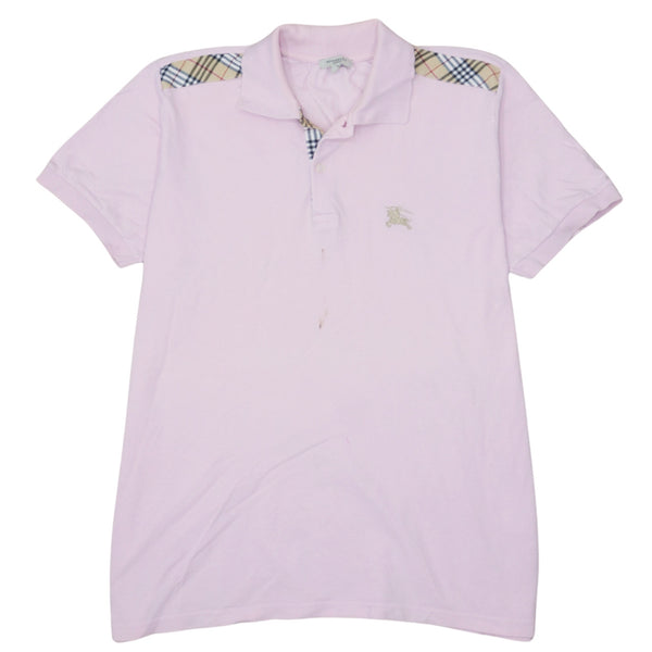 Burberry Men's Pink Quarter Button Polo Shirt 2XL 90's Style Top
