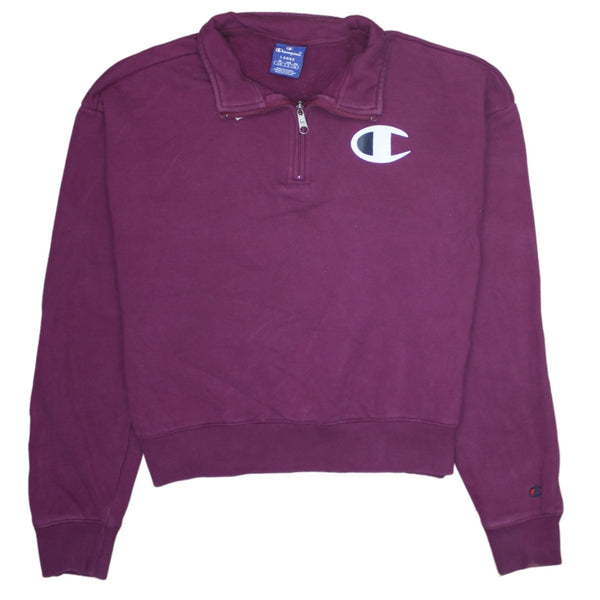 Champion 90's Lightweight Quarter Zip Sweatshirt Large Purple