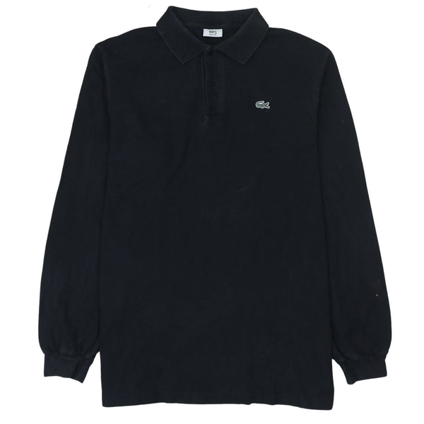 Lacoste 90's Long Sleeve Quarter Button Polo Shirt Large  Black