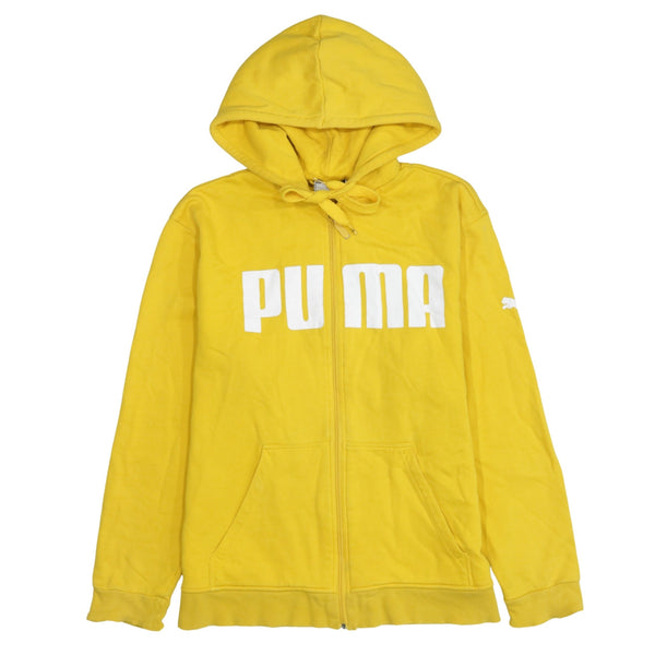 Puma 90's Spellout Full Zip Up Hoodie Small Yellow