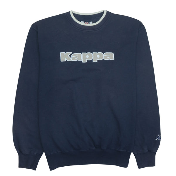 Kappa 90's Spellout Crew Neck Sweatshirt Large Navy Blue