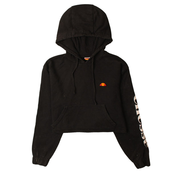 Ellesse 90's XXLarge Black Crop Pullover Hoodie Vintage Style
