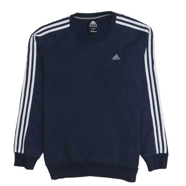 Adidas 90's Striped Sleeve Crew Neck Sweatshirt Medium Navy Blue