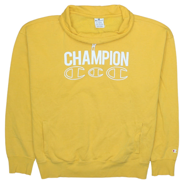 Champion 90's Vintage Yellow Spellout Turtle Neck Sweatshirt XL