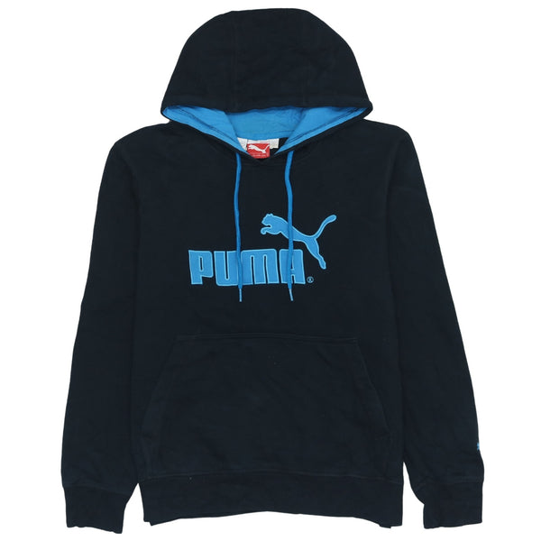 Puma Vintage 90s Black Spellout Cotton Pullover Hoodie Men's Small