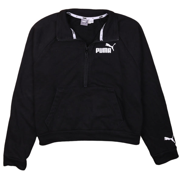 Puma Vintage 90's Women's Large Black Quarter Zip Sweatshirt Retro