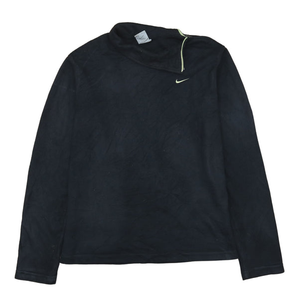 90s Nike Swoosh Black Quarter Zip Women's Large Sweatshirt, Vintage