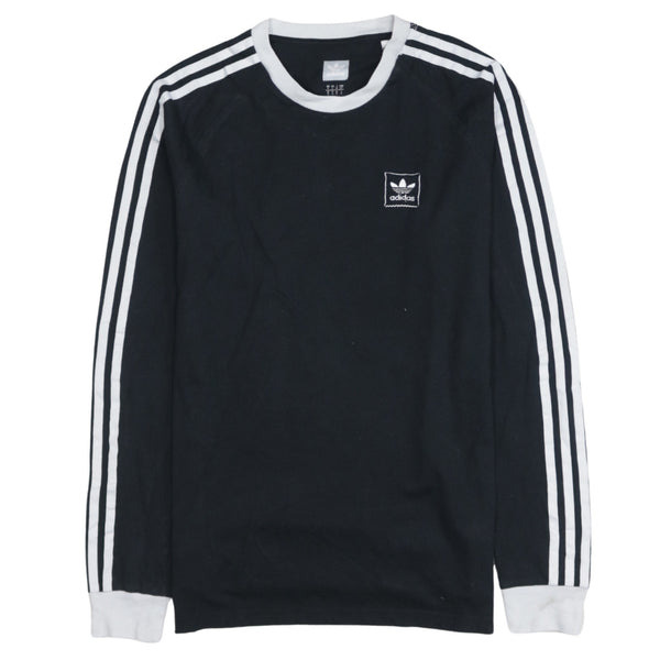 Adidas 90's Striped Sleeve Crew Neck Sweatshirt Small Black