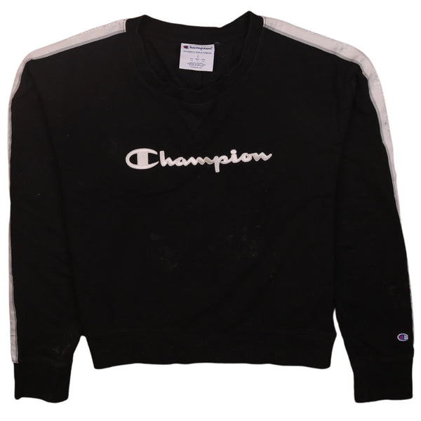 Champion 90's Vintage Black Spellout Crew Neck Sweatshirt Large