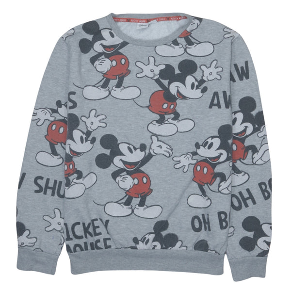 Vintage 90's Disney Mickey Mouse Crew Neck Sweatshirt Women's M Grey