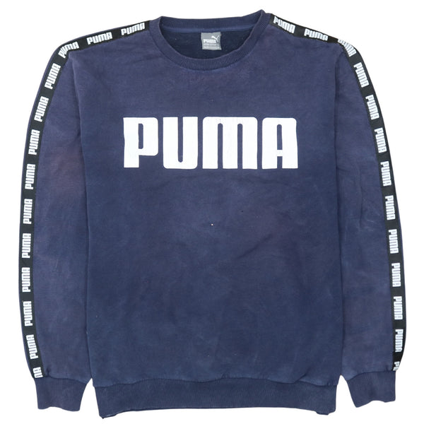 Puma 90's Spellout Crew Neck Sweatshirt XXLarge 2XL Navy Blue