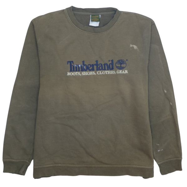 Timberland 90's Spellout Crew Neck Sweatshirt Small Brown
