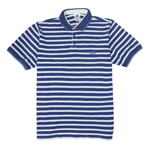 Adidas 90's Short Sleeves Quarter Button Polo Shirt XLarge Blue