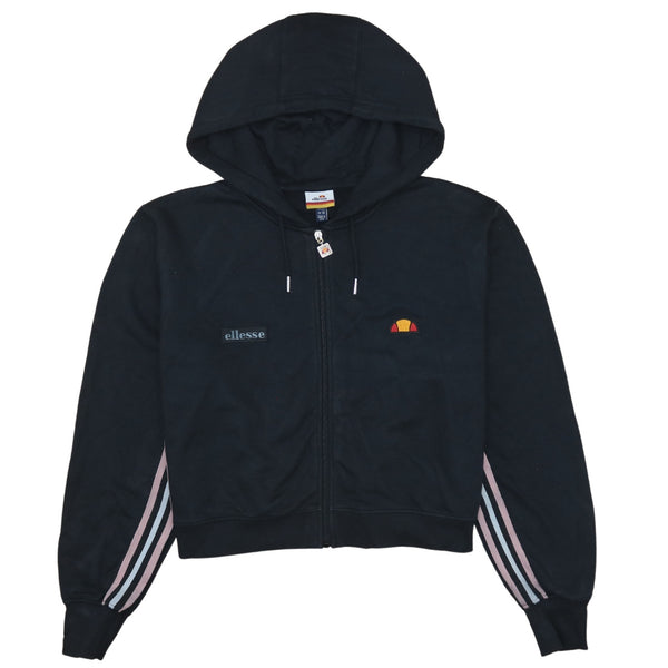 Ellesse Black 90's Vintage Crop Full Zip Hoodie XL Women's