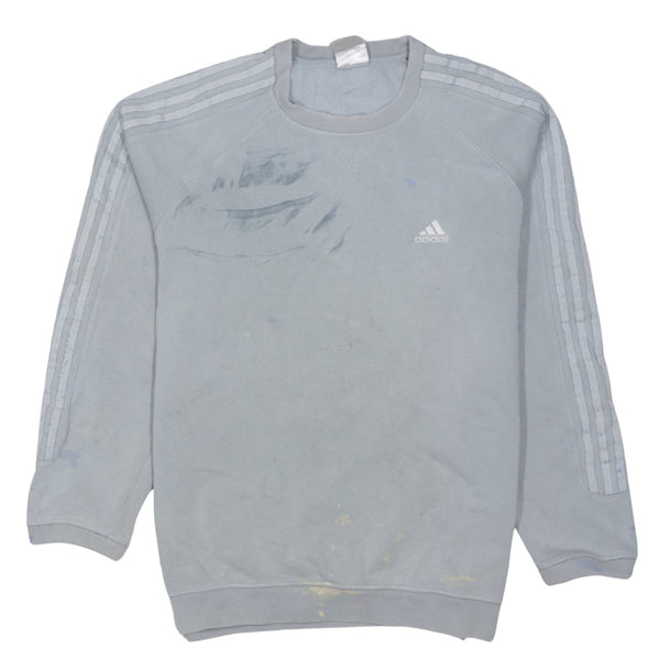 Adidas 90's Striped Sleeve Crew Neck Sweatshirt Medium  Grey