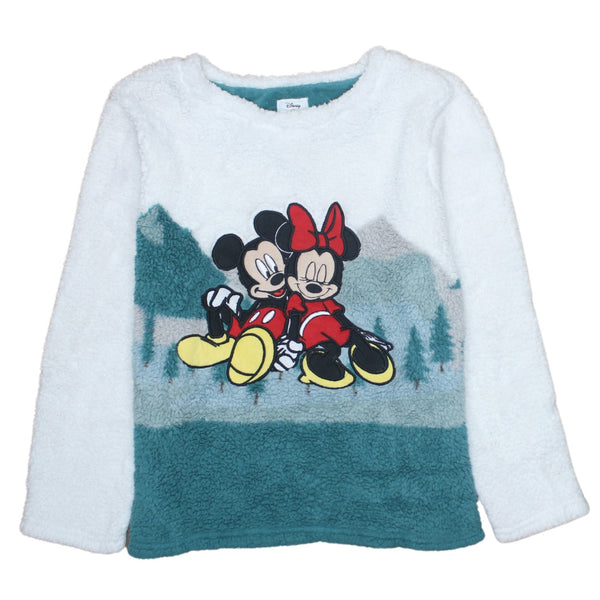 Disney 90's Mickey & Minnie Mouse Crew Neck Fleece Jumper Large White