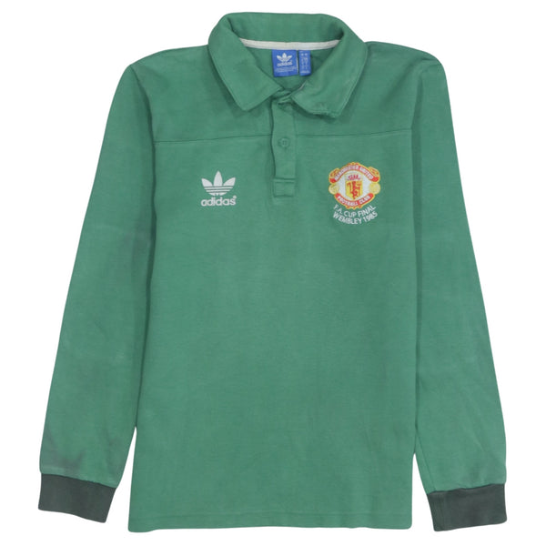 Adidas 90's Long Sleeve Quarter Button Polo Shirt Small Green