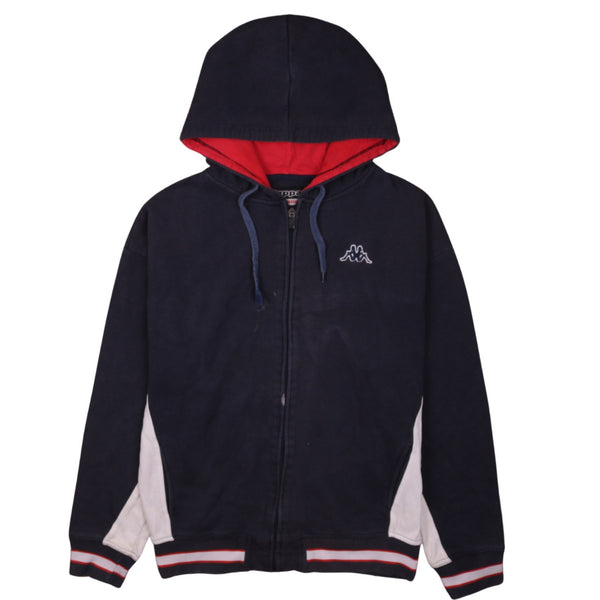 Kappa 90's Vintage Striped Cuff Full Zip Hoodie Men's 2XL Blue