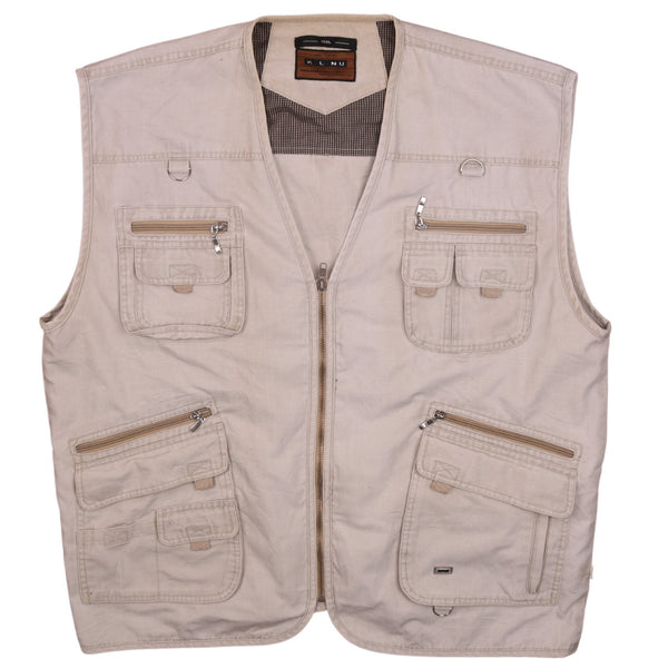 Vintage 90's Beige Cream Gilet XXXLarge 3XL Full Zip Sleeveless Vest