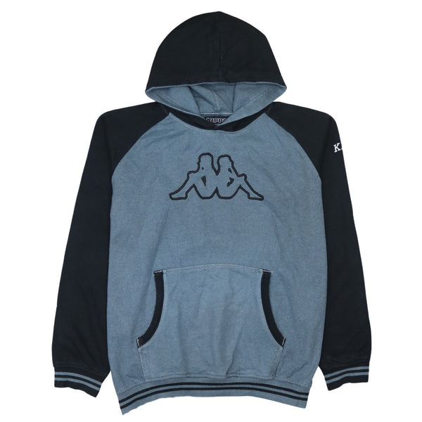 Kappa 90's Vintage Spellout XXL Hoodie Black Pullover Cotton Men's