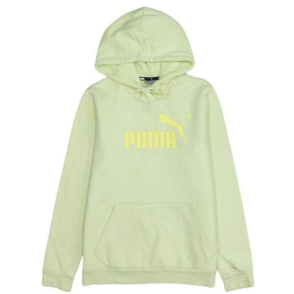 Puma 90's Vintage Spellout Pullover Hoodie Yellow Medium Cotton