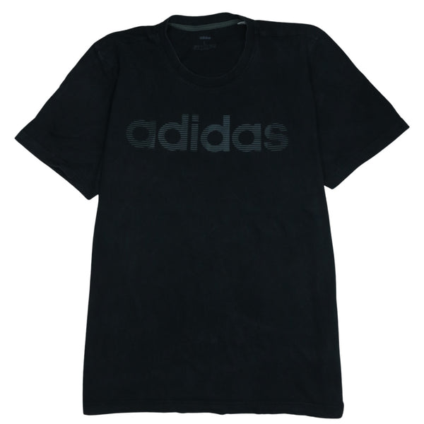 Adidas 90's Vintage Spellout T-Shirt Black Men's Large
