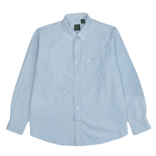 Vintage Timberland 90's Men's XLarge Blue Long Sleeve Button Up Shirt