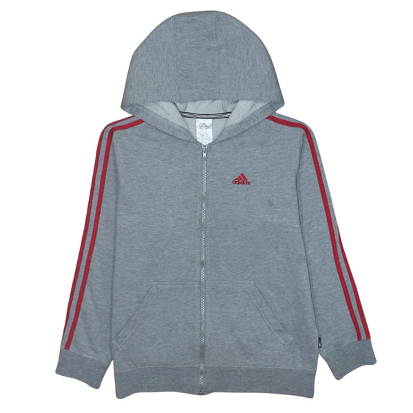 Adidas 90's Striped Sleeve Full Zip Up Hoodie Small  Grey