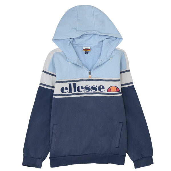 Vintage 90's Ellesse Spellout Quarter Zip Blue Hoodie Small