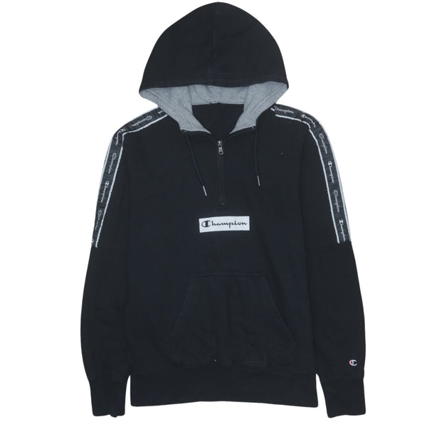 Champion Vintage 90's Black Pullover Hoodie Large With Drawstring Pockets
