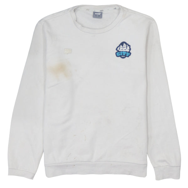 Puma 90s Men's Lightweight Cotton Sweatshirt Medium White Vintage