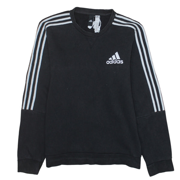 Adidas 90's Striped Sleeve Crew Neck Sweatshirt Medium Black