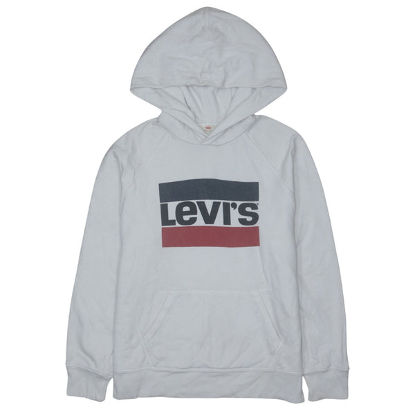 Authentic Levi's 90s Spellout Pullover Hoodie Men's Small White