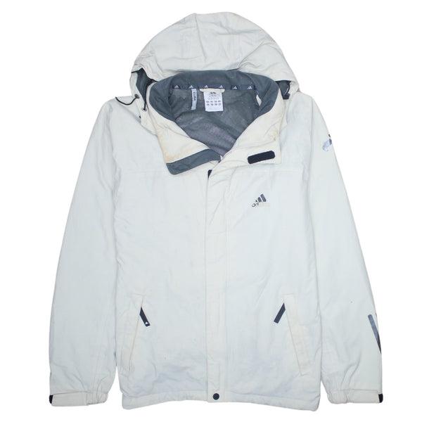 Adidas 90's Hooded Full Zip Up Windbreaker Medium Beige Cream