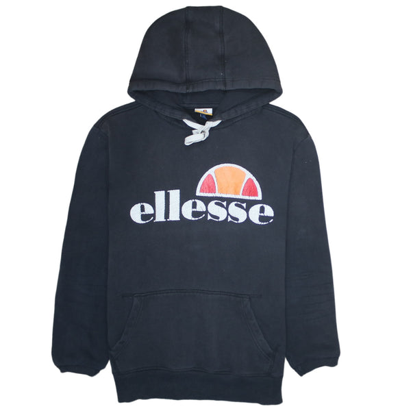 Ellesse 90's Spellout Pullover Hoodie Large Black