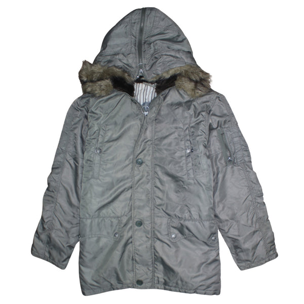 Lee 90's Hooded Full Zip Up Parka Large Grey