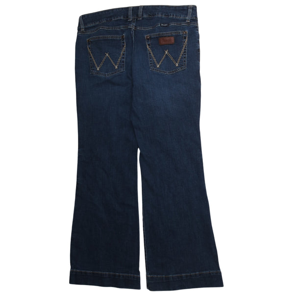 Vintage Wrangler Women's 90s Navy Baggy Straight Leg Trousers Pants 30
