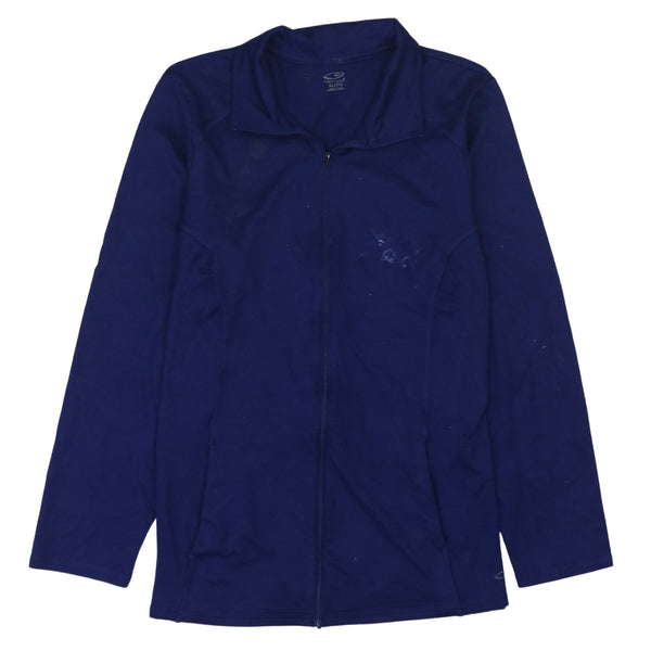 Champion 90's Plain Full Zip Up Sweatshirt XLarge Navy Blue